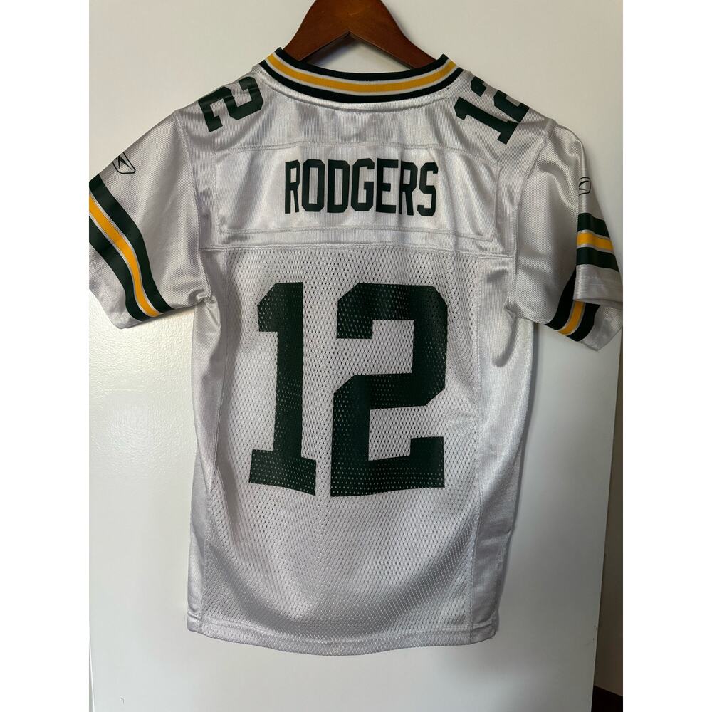 NFL Green Bay Packers Aaron Rogers #12 Reebok On Field White Jersey Youth S 8